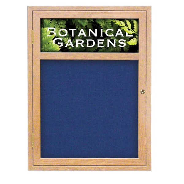 Sliding Glass Door Radius Letterboard, Hdr, 72"x48", Satin/Blue Vinyl